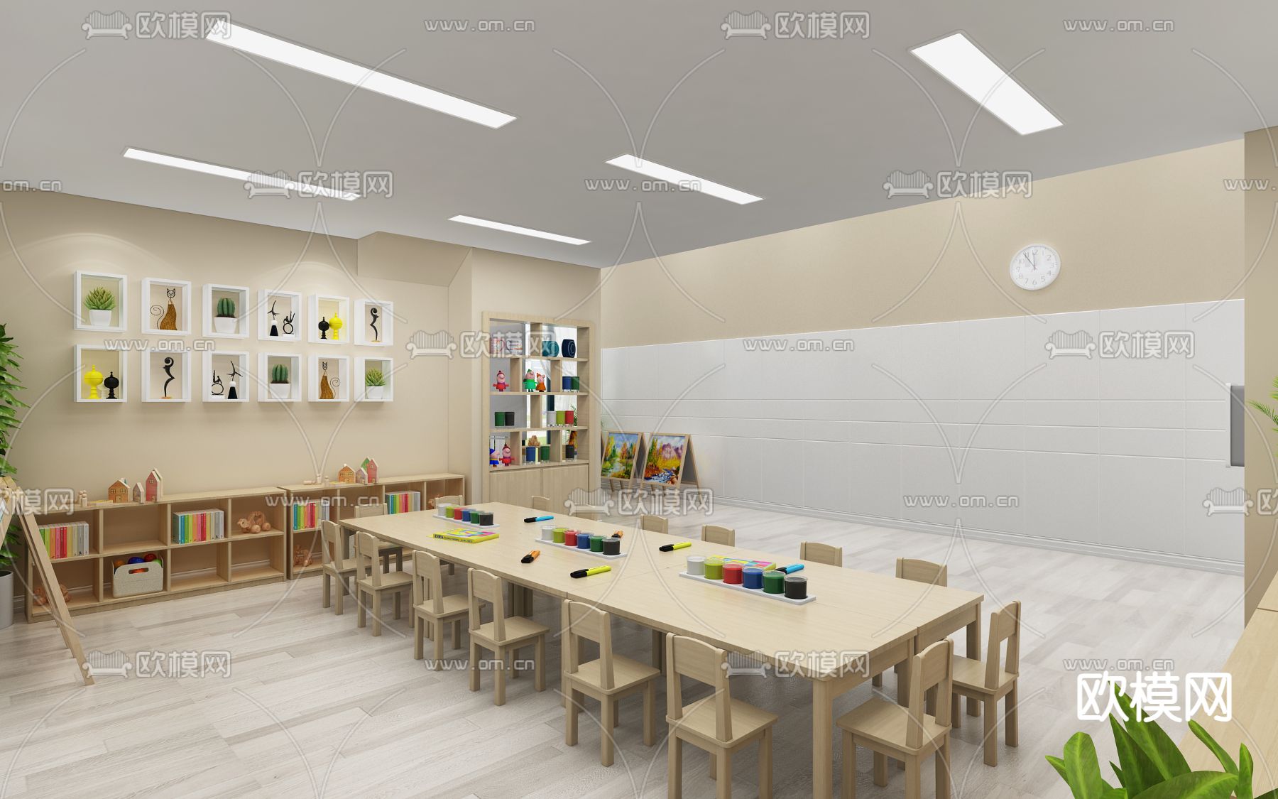 幼儿园 美术教室3d模型下载（渲染图3）