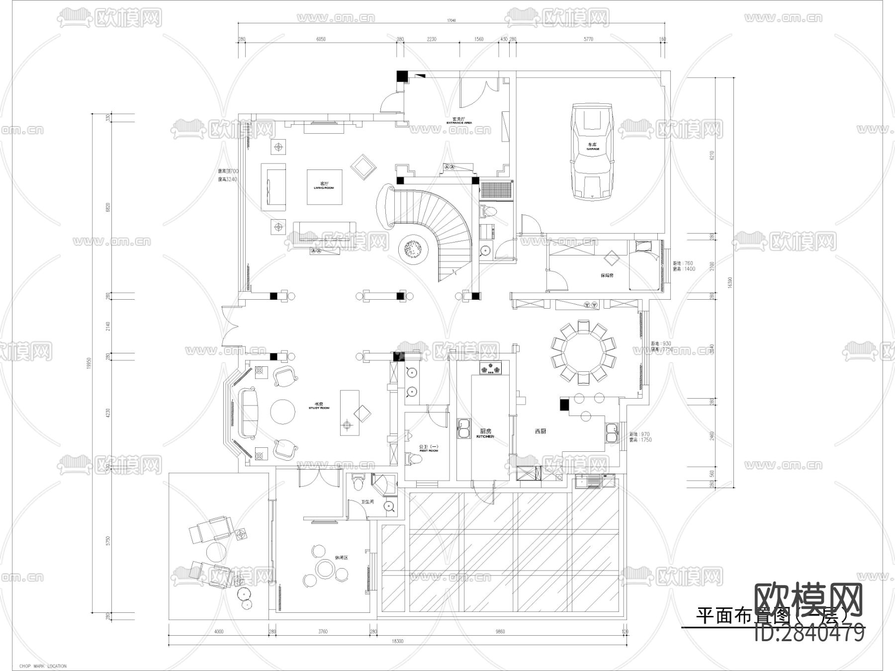 别墅cad施工图下载（渲染图1）