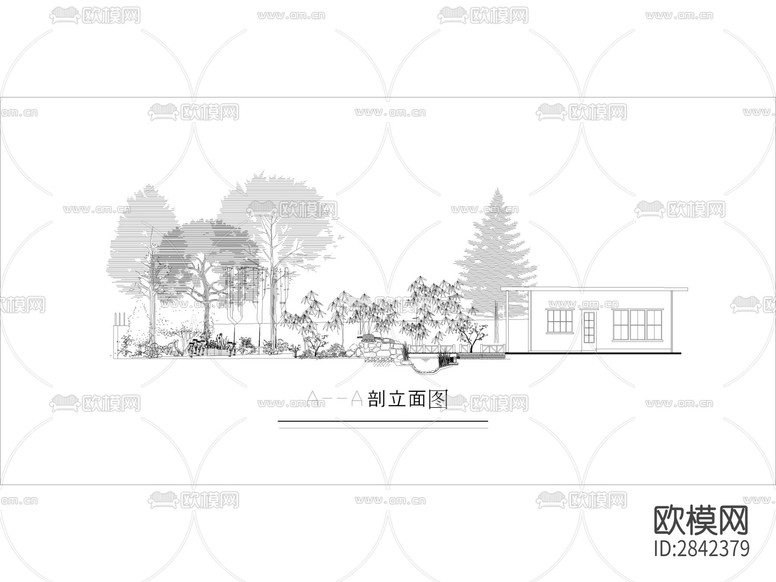 屋頂花園cad平面圖下載(渲染圖2)
