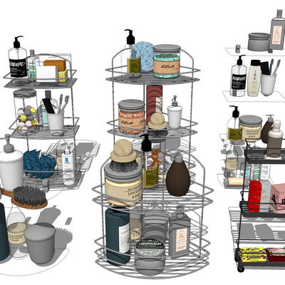  洗漱用品 收纳架su模型 