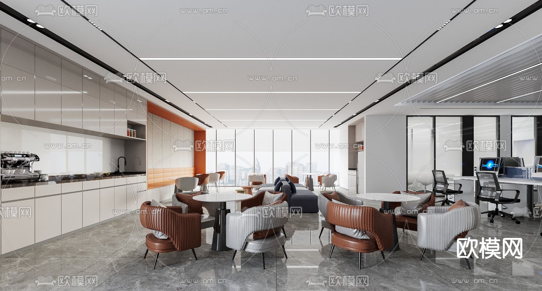 办公室 茶水间 休息区3d模型下载