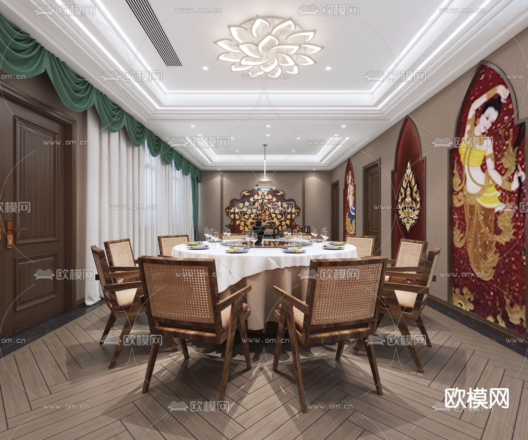 酒店包厢 私房菜包房3d模型下载（渲染图1）