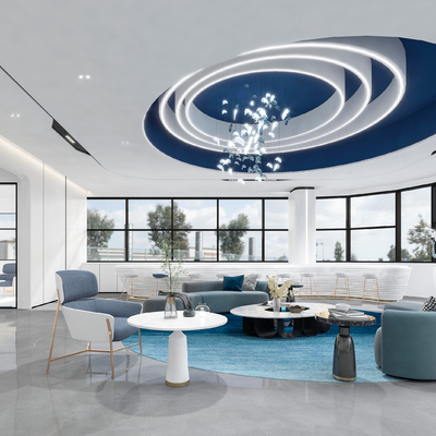  现代办公休闲区su模型 