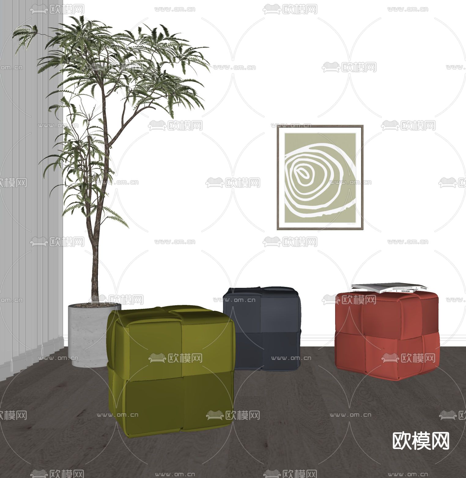 换鞋凳 凳子su模型下载（渲染图2）