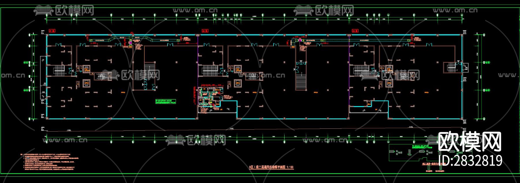 商住楼及地下汽车库通风防排烟系统设计图cad大样图下载（渲染图10）