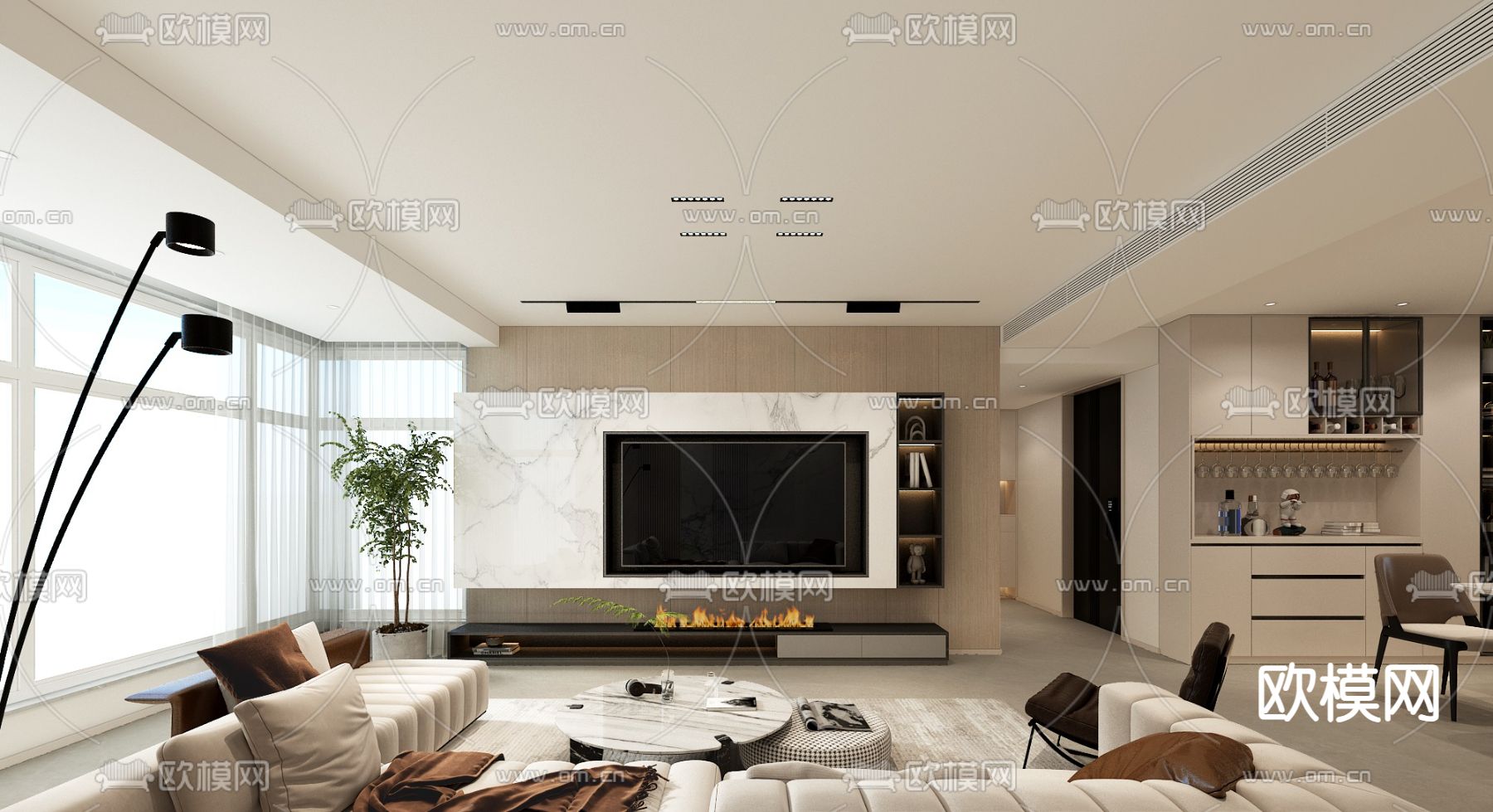 电视背景免费3d模型下载