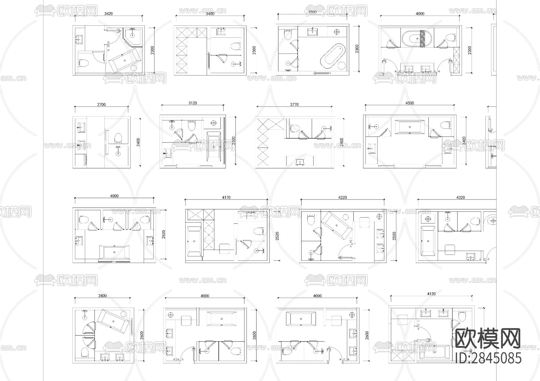100款厕所洗手间CAD图库下载（渲染图2）