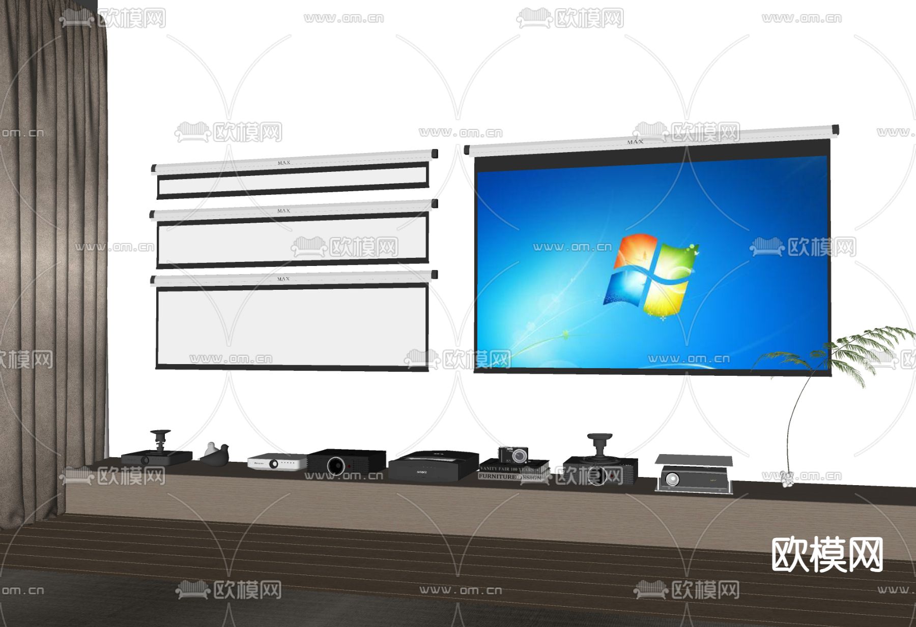 投影仪 激光幕布su模型下载（渲染图2）