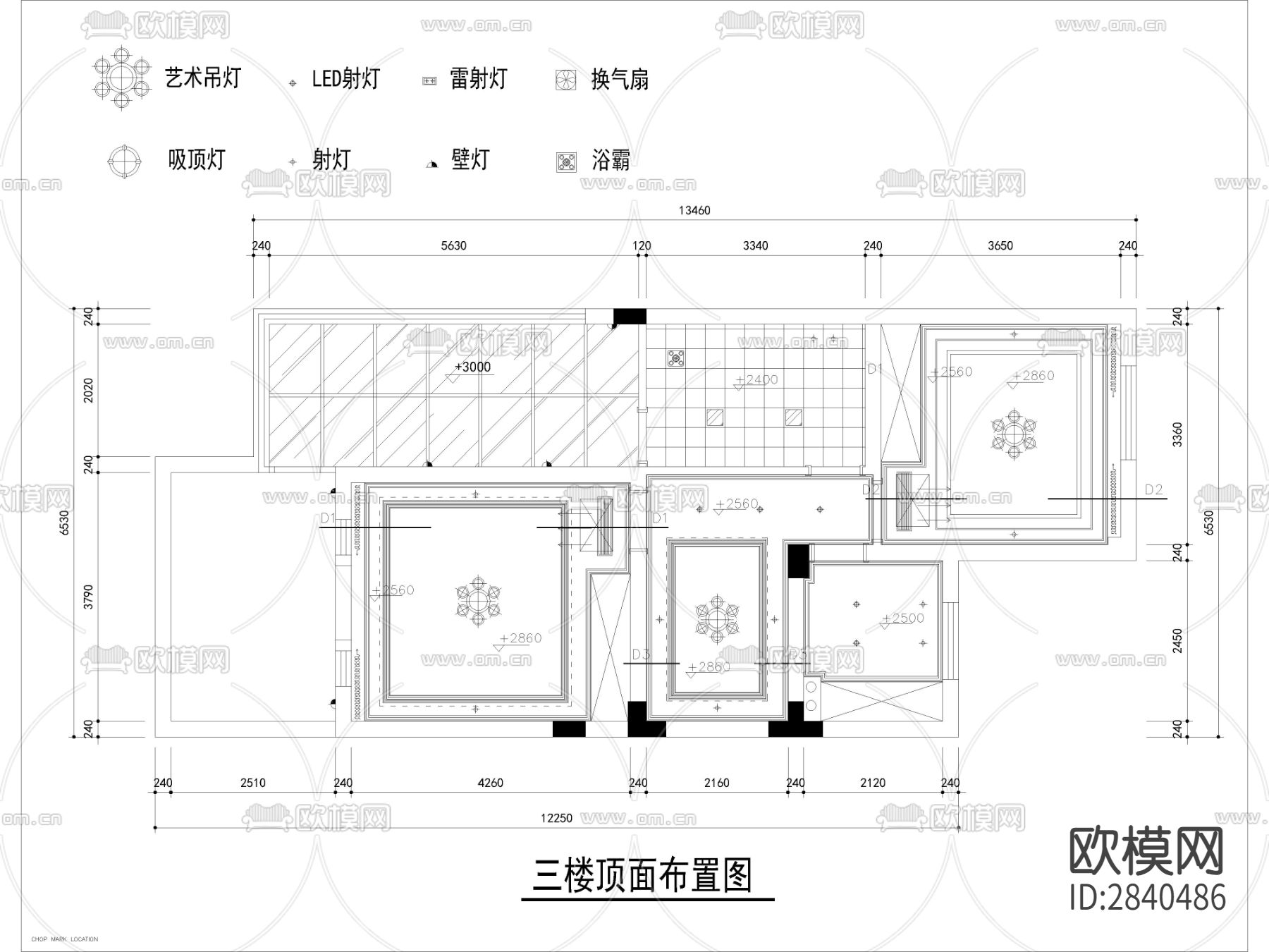 别墅cad施工图下载（渲染图3）