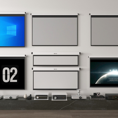  投影仪 激光幕布su模型 