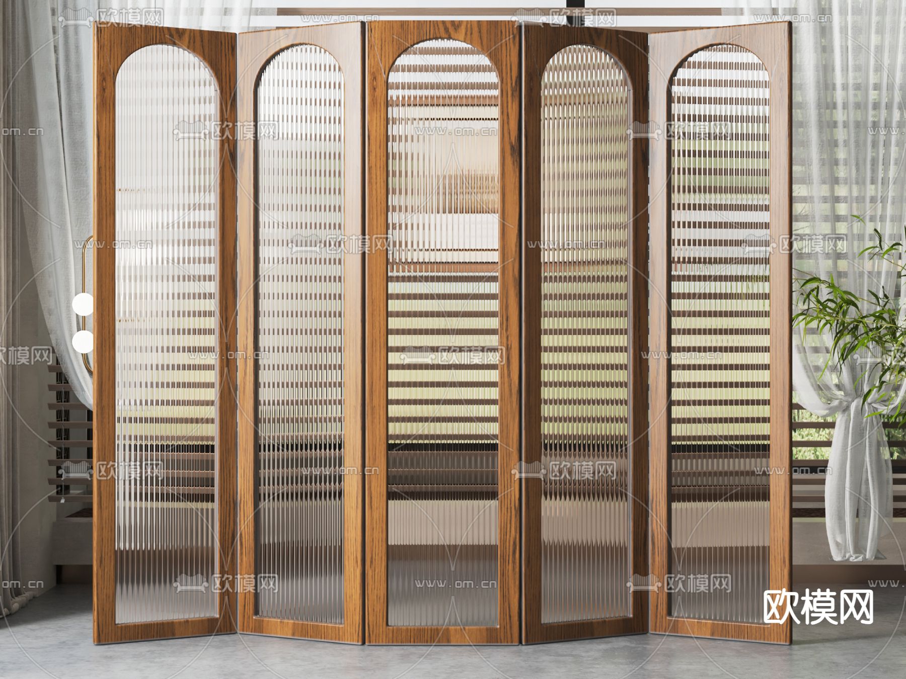 美式屏风隔断su模型下载（渲染图1）