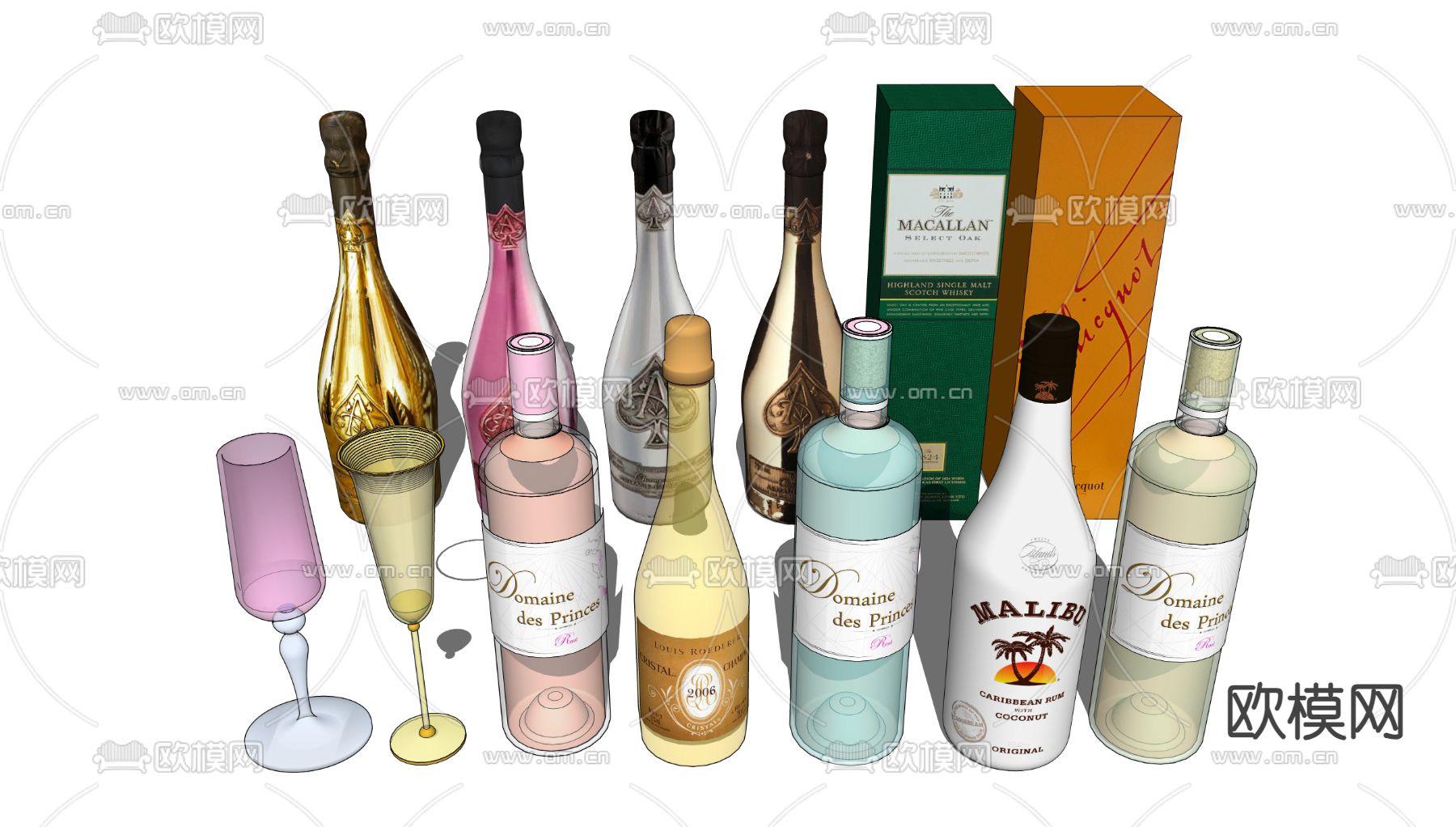 香槟 洋酒 果酒su模型下载（渲染图1）