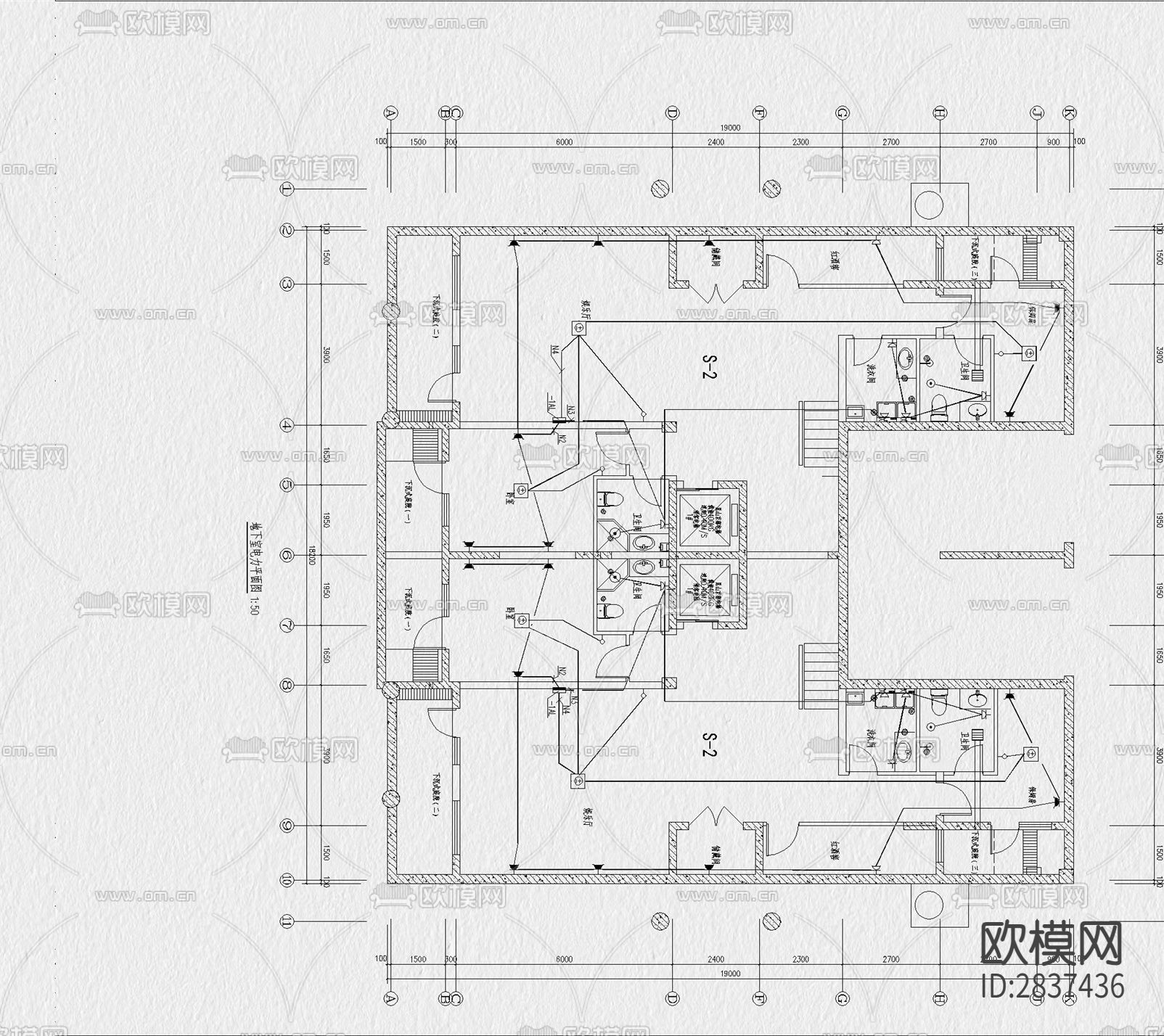 别墅电气cad平面图下载（渲染图5）