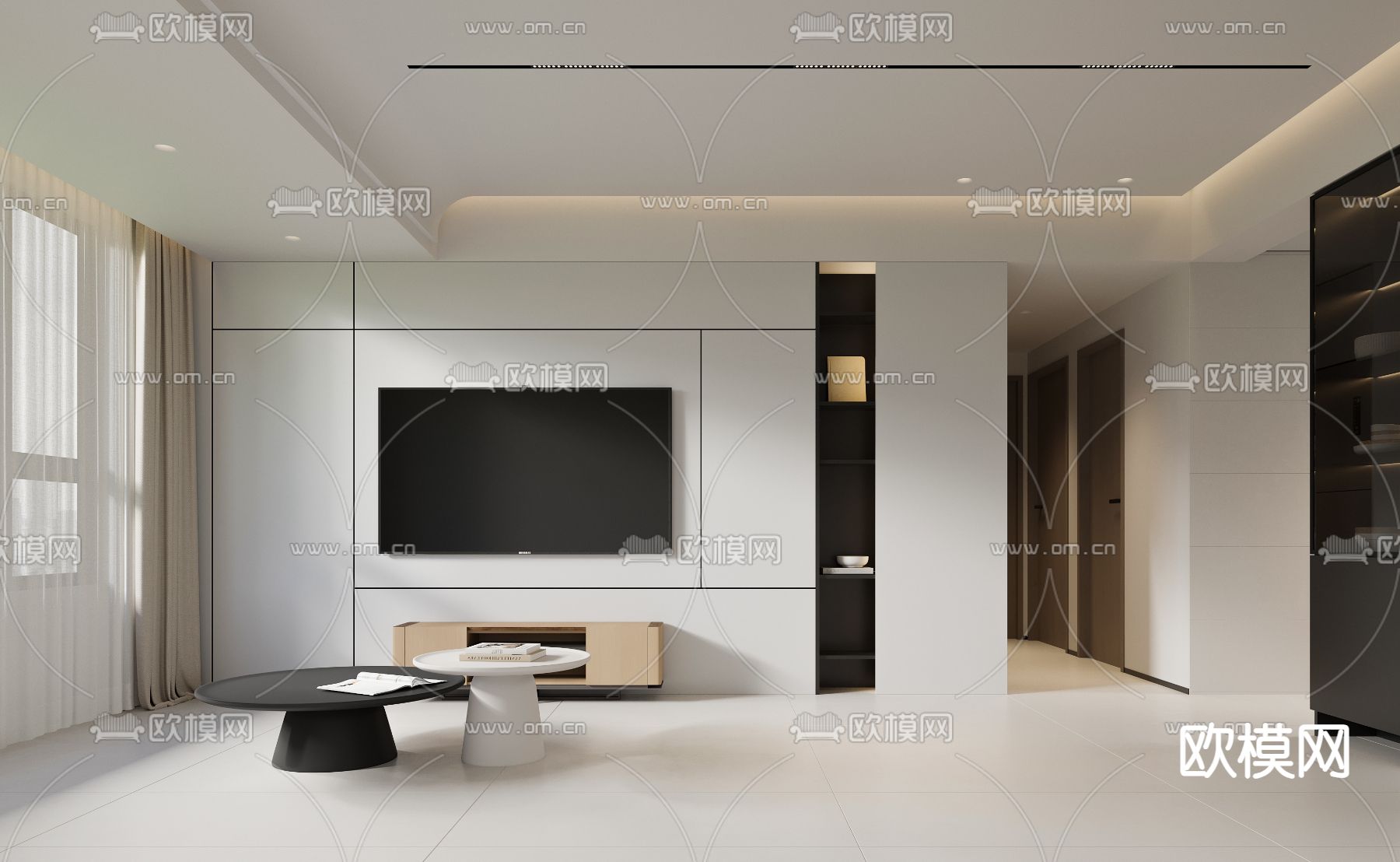 电视背景墙3d模型下载