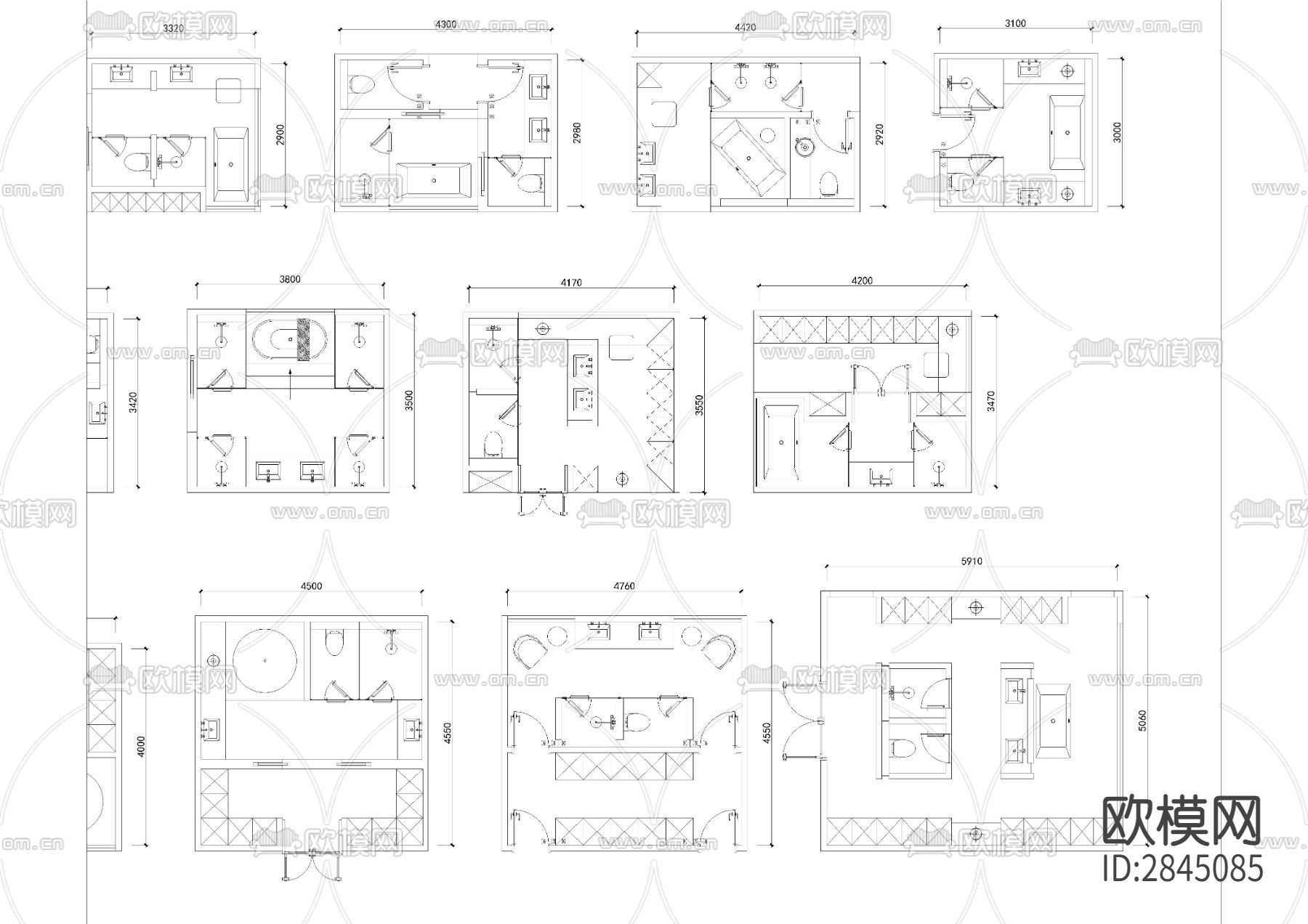 100款厕所洗手间CAD图库下载（渲染图6）