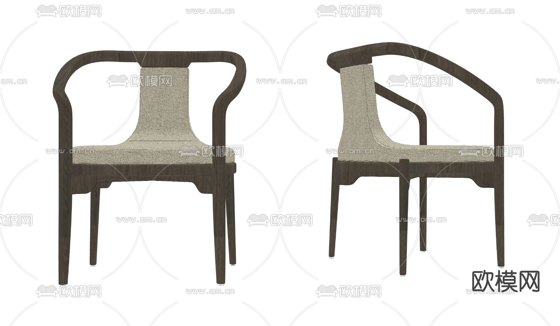 中式休闲椅su模型下载（渲染图2）