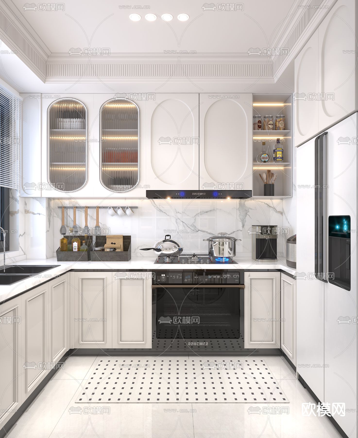 法式厨房 橱柜免费3d模型下载