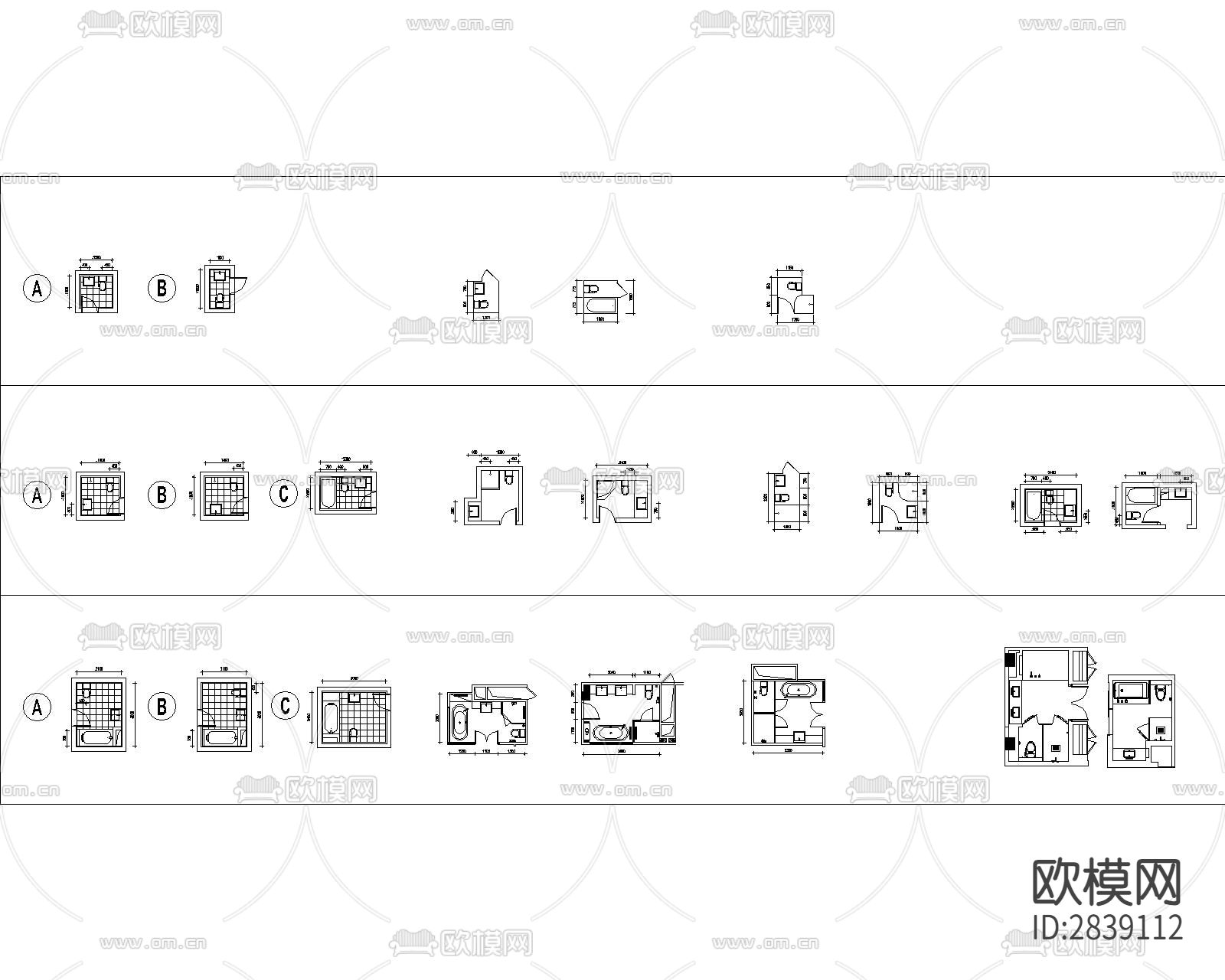 公共卫生间残疾人卫生间CAD施工图下载（渲染图4）