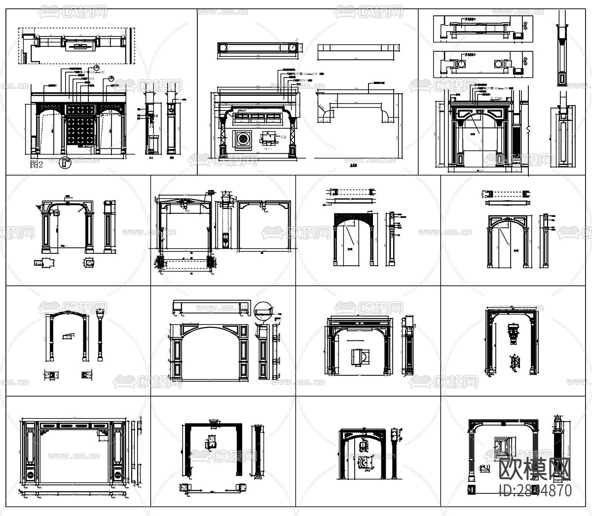 整木固装过道垭口深化CAD施工图下载（渲染图2）