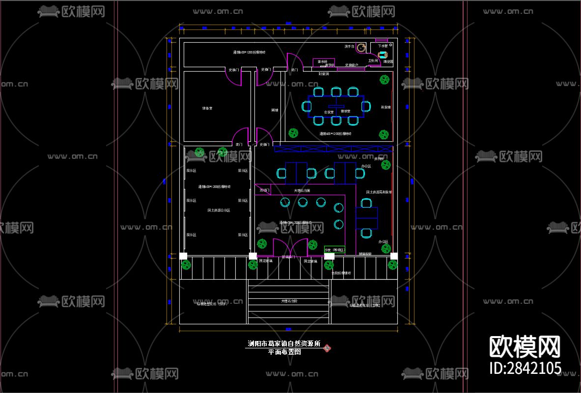 自然资源所CAD施工图下载（渲染图3）