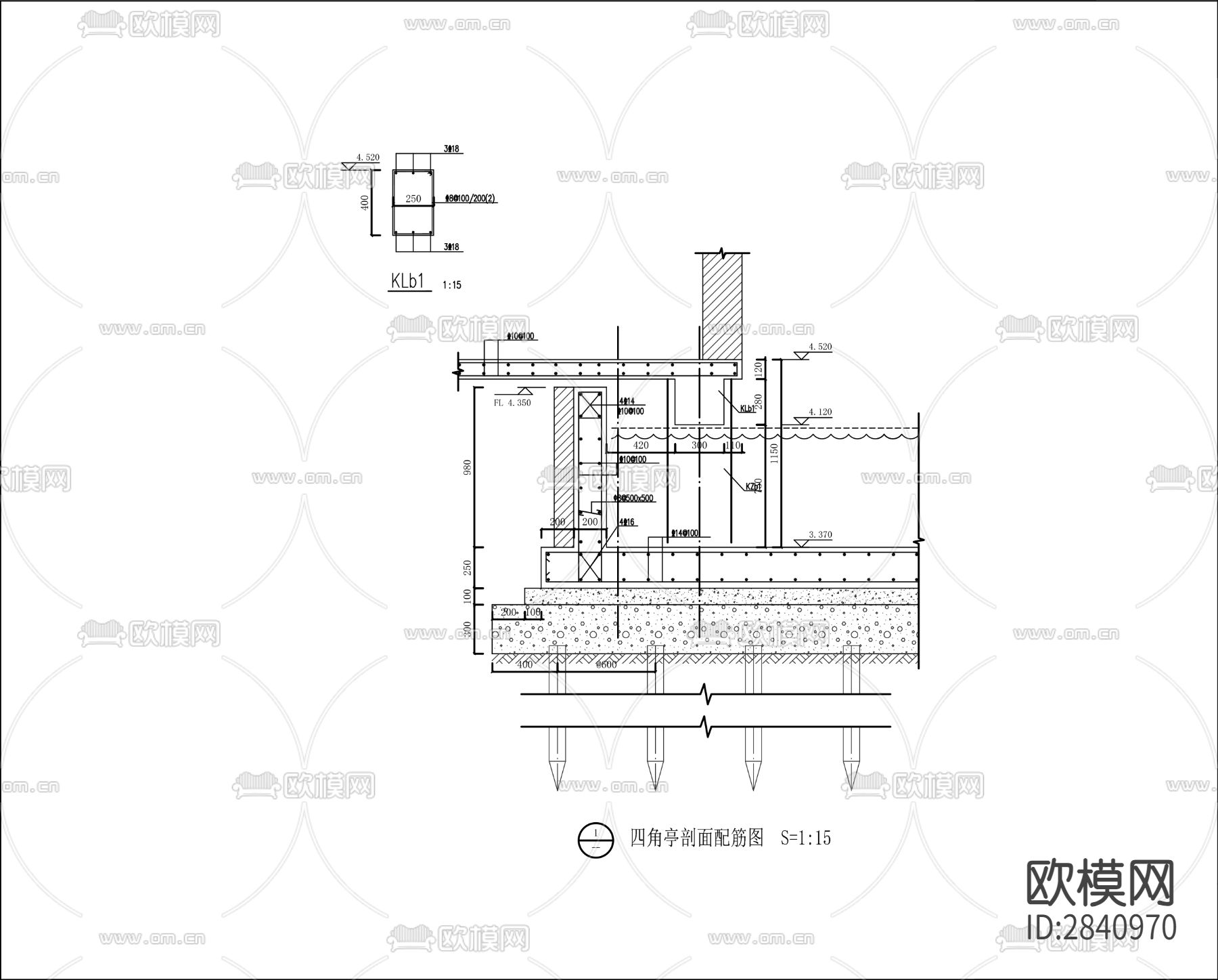 中式古建四角亭CAD施工图下载（渲染图5）