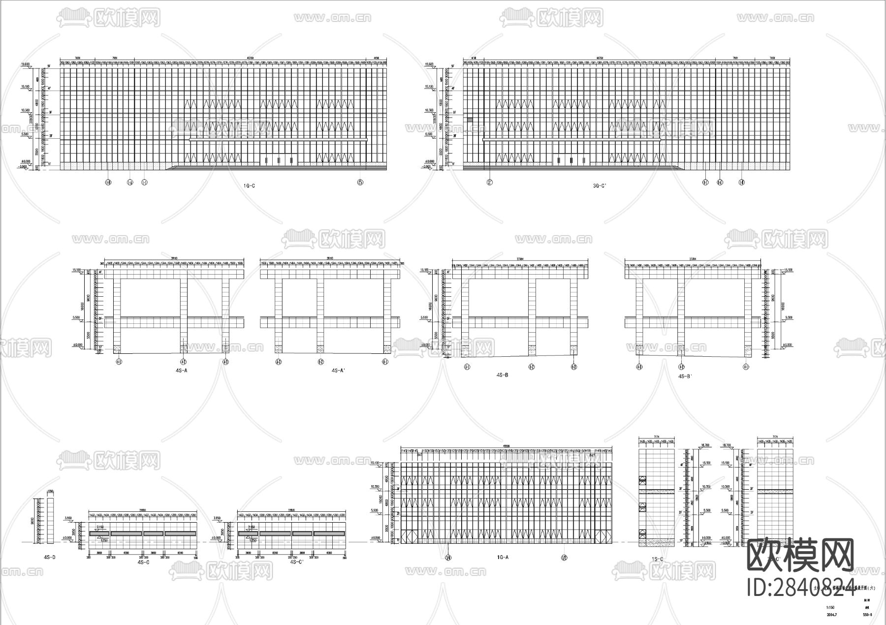 商业写字楼玻璃幕墙CAD施工图下载（渲染图7）