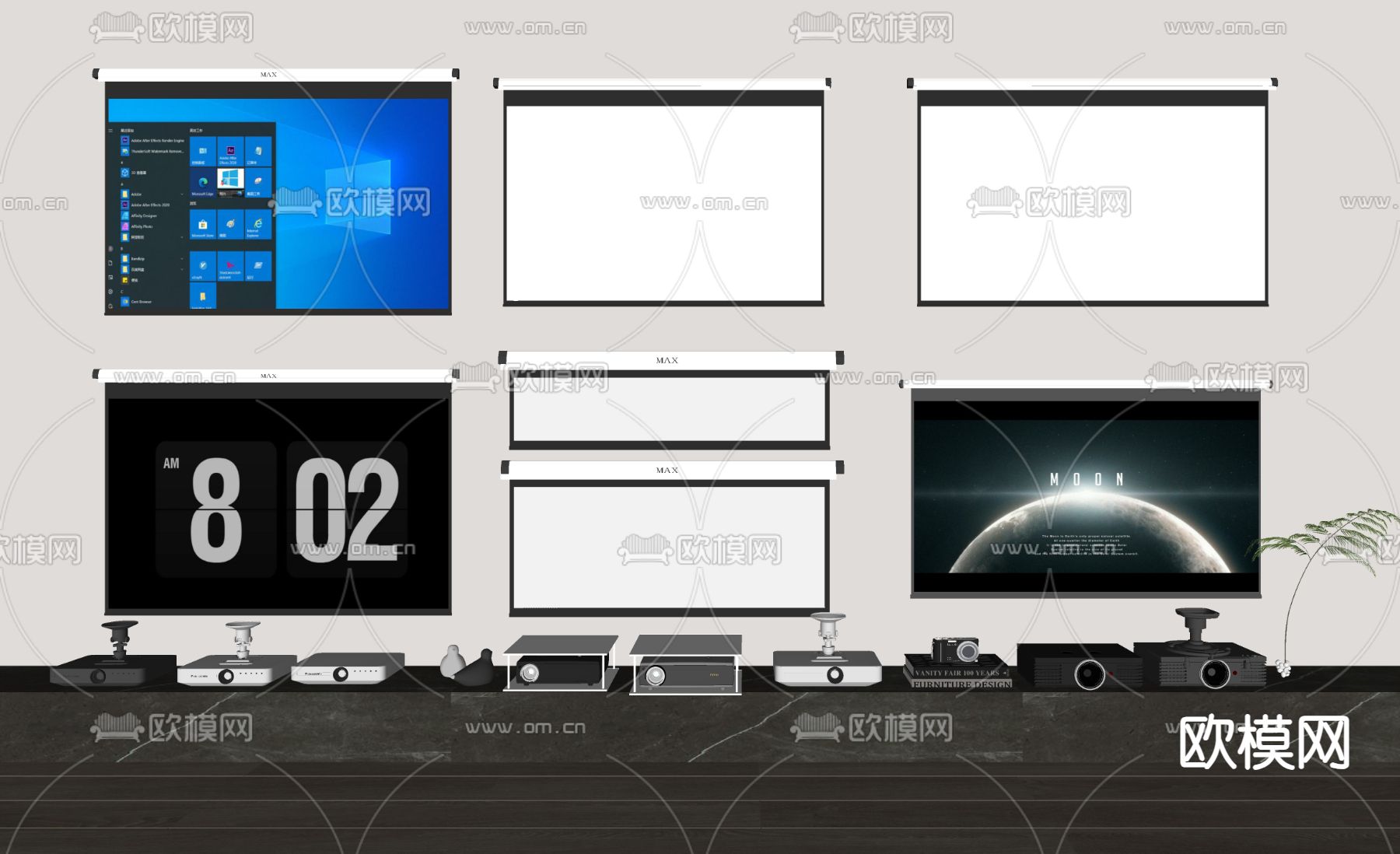 投影仪 激光幕布su模型下载（渲染图2）