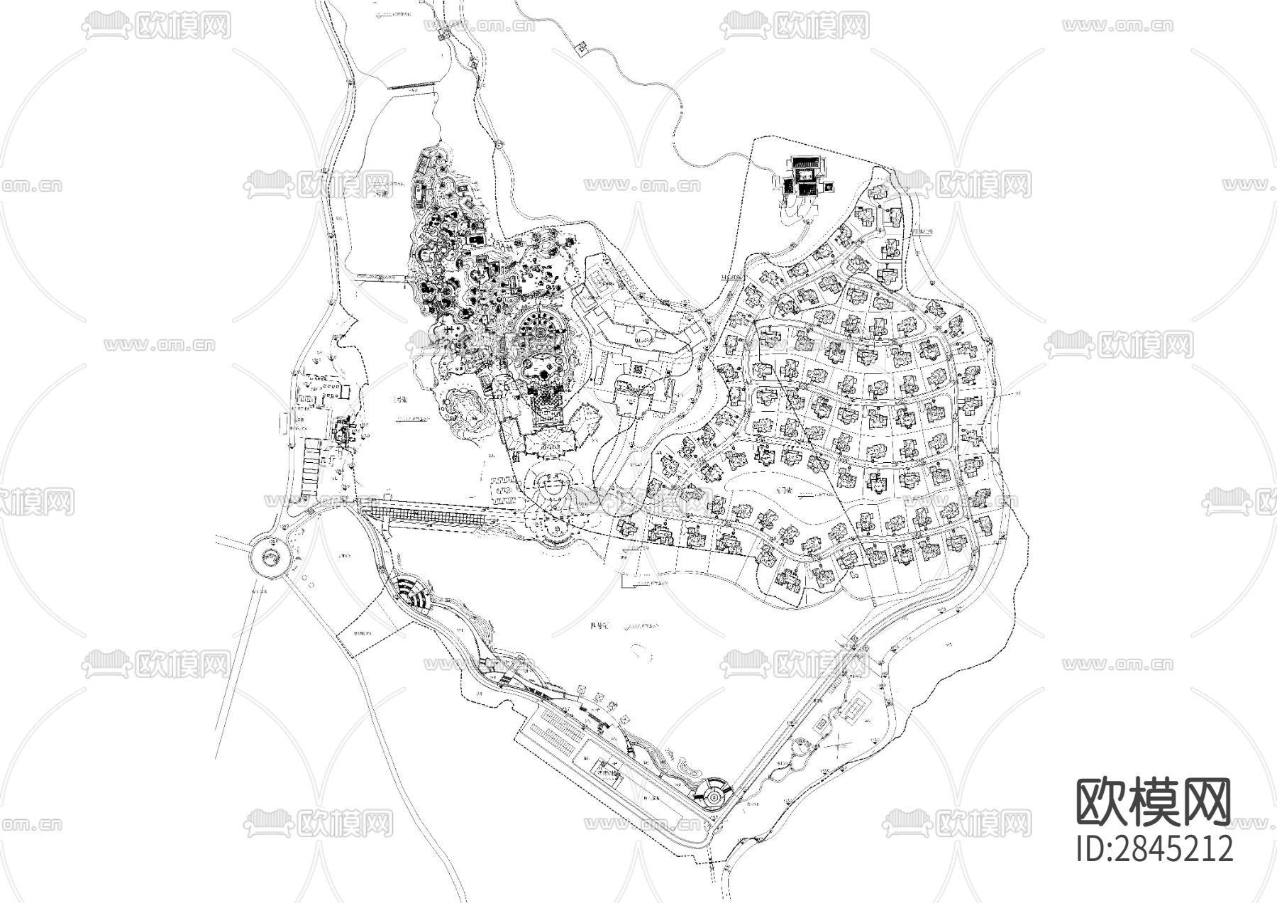 温泉度假村农庄农业果园方案规划图cad施工图下载（渲染图1）