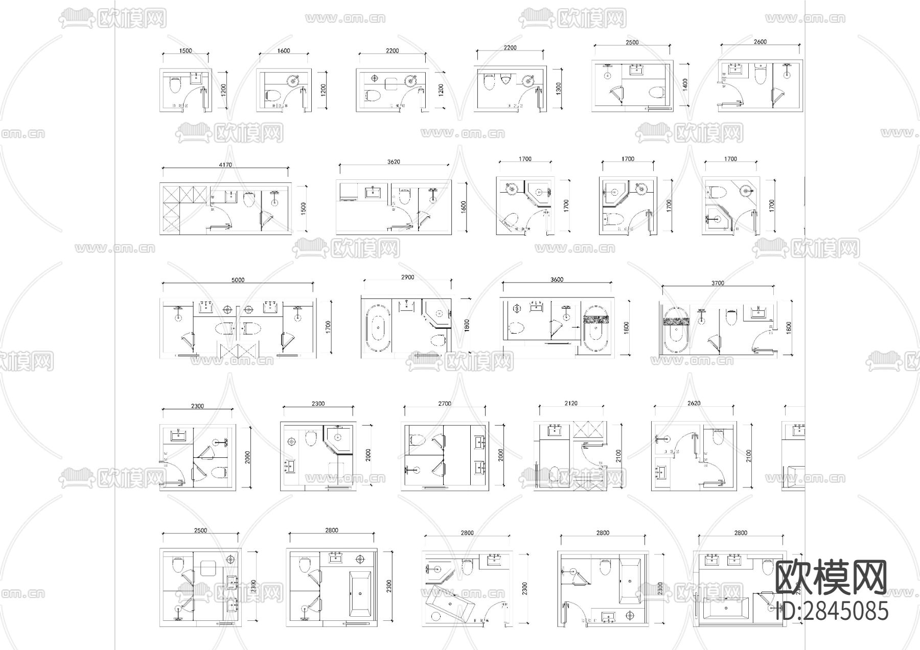 100款厕所洗手间CAD图库下载（渲染图1）