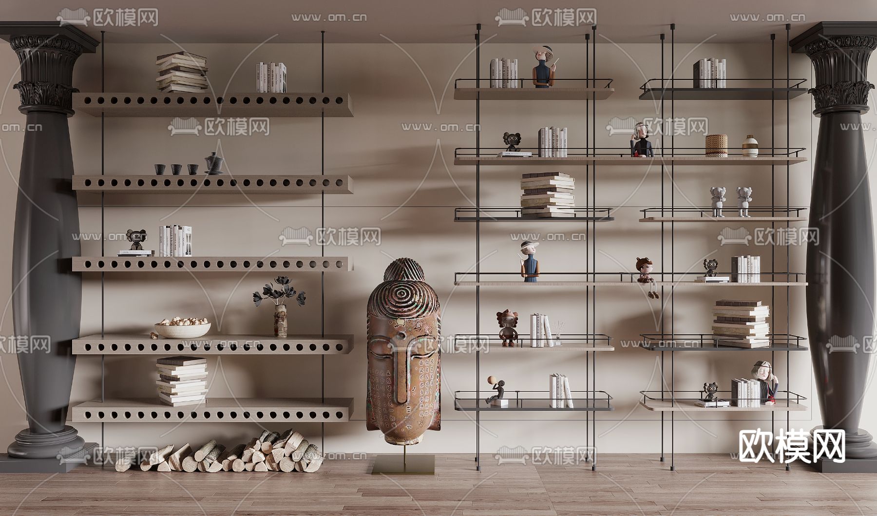 书架 置物架su模型下载（渲染图1）