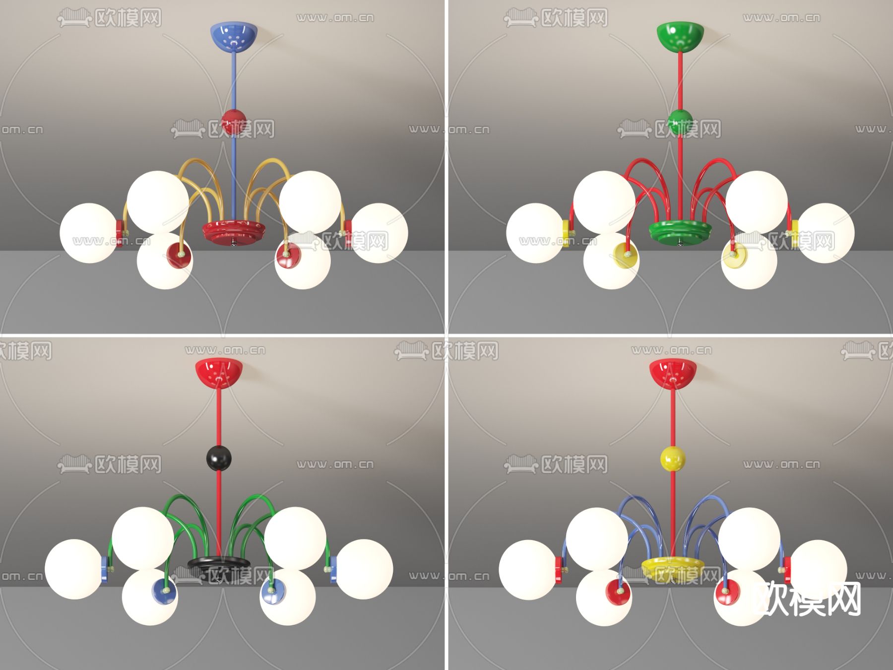 孟菲斯风吊灯 大厅吊灯3d模型下载