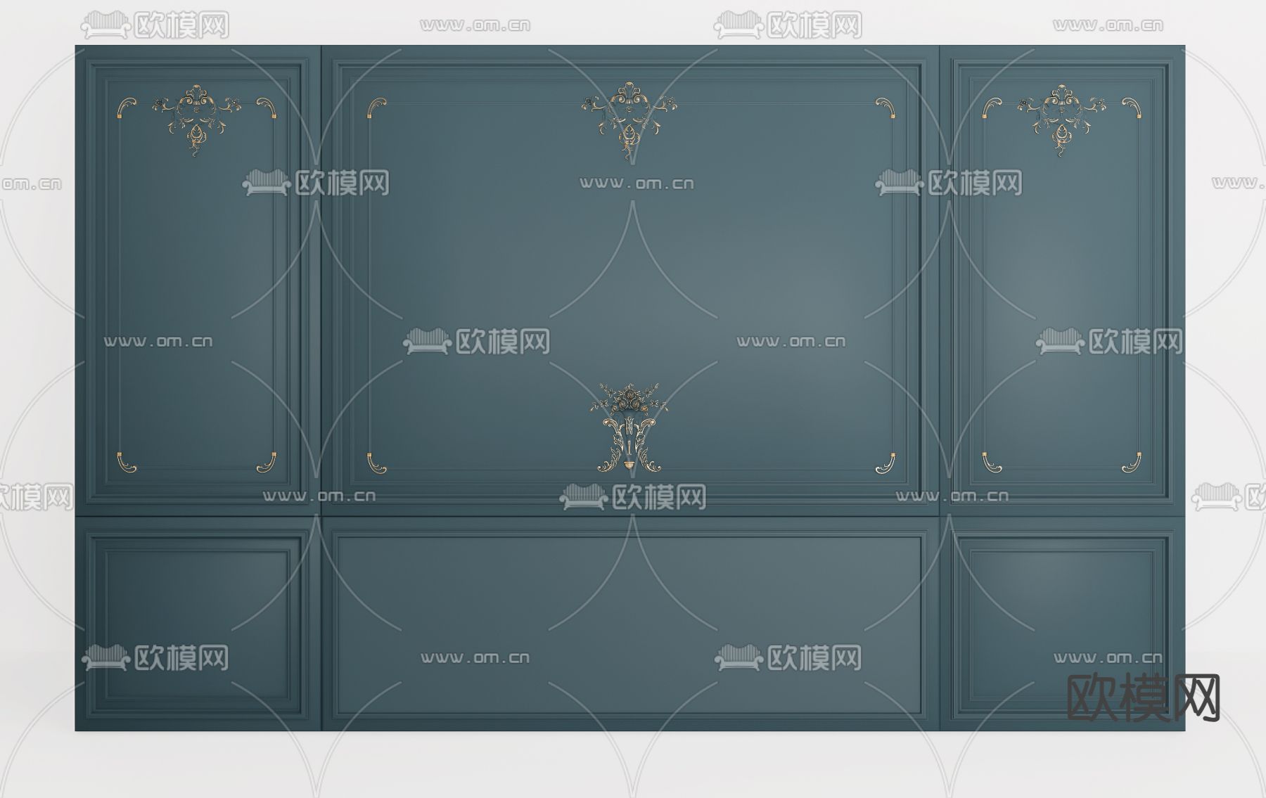 法式护墙板su模型下载（渲染图1）