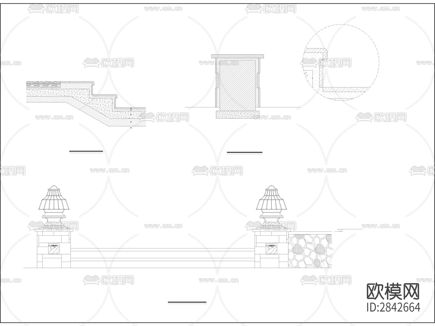 办公楼 园林构建节点大样图下载（渲染图1）