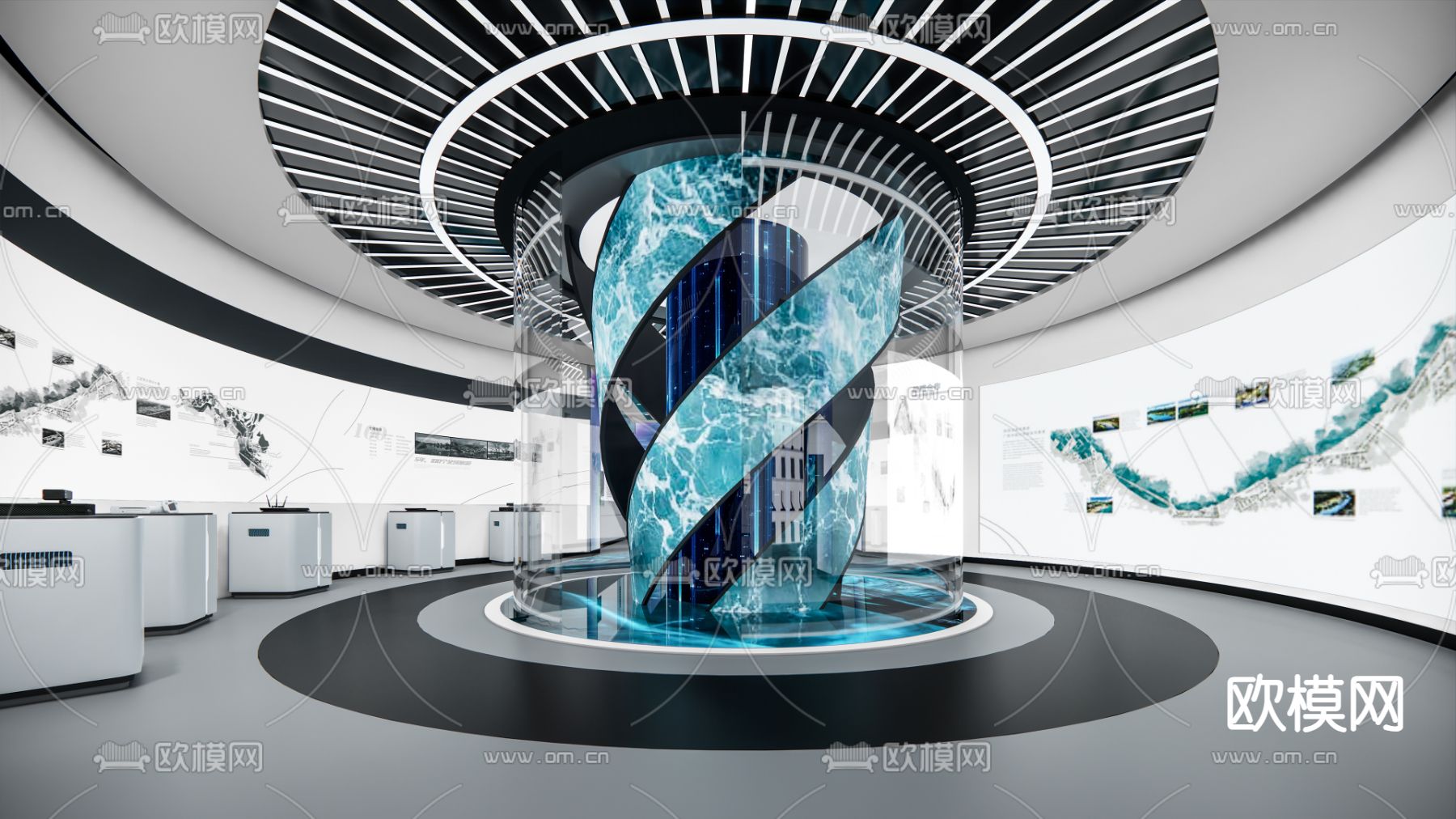 现代科技展厅su模型下载（渲染图1）