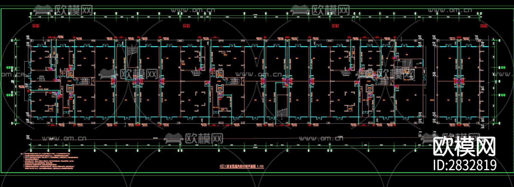 商住楼及地下汽车库通风防排烟系统设计图cad大样图下载（渲染图7）