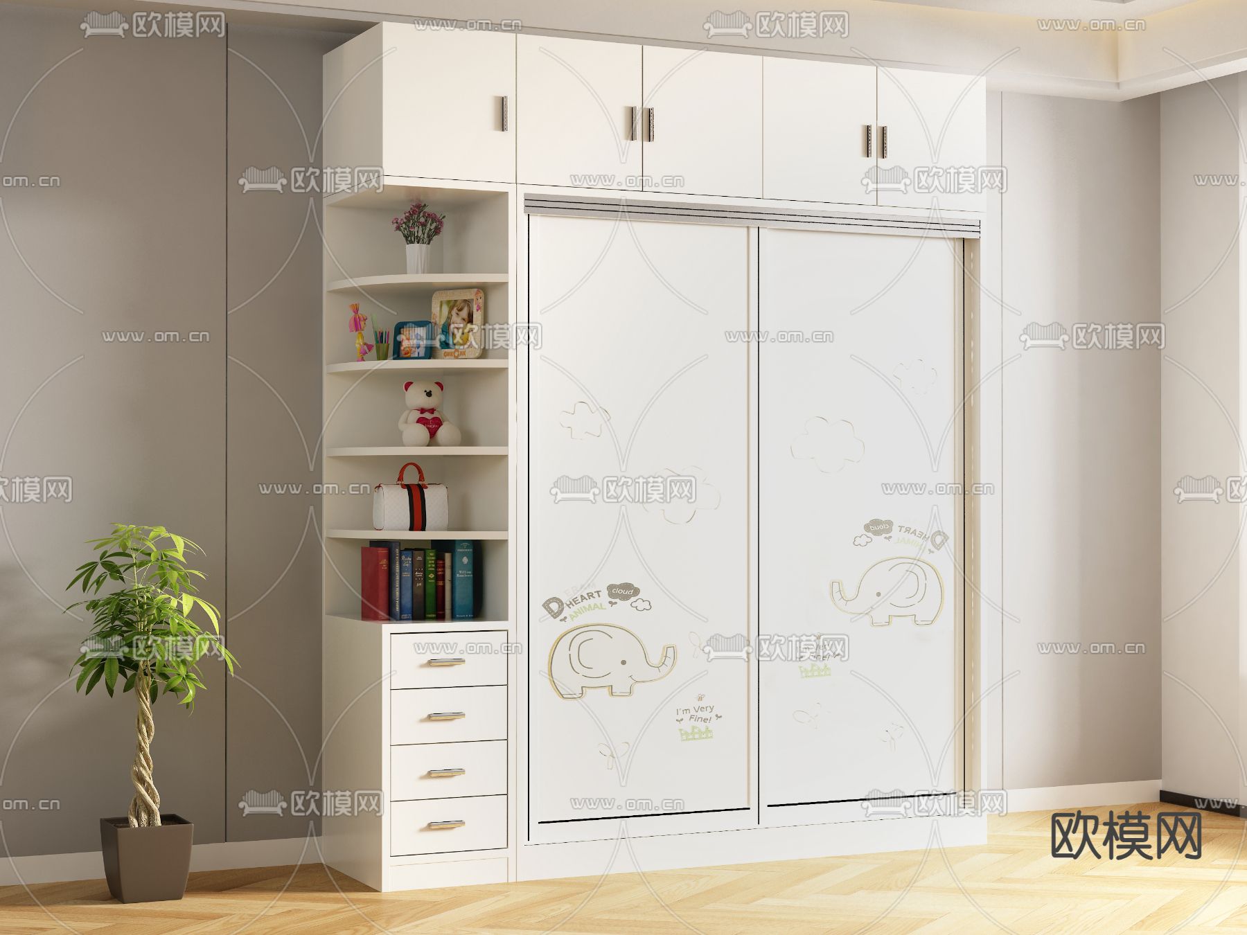 儿童衣柜3d模型下载