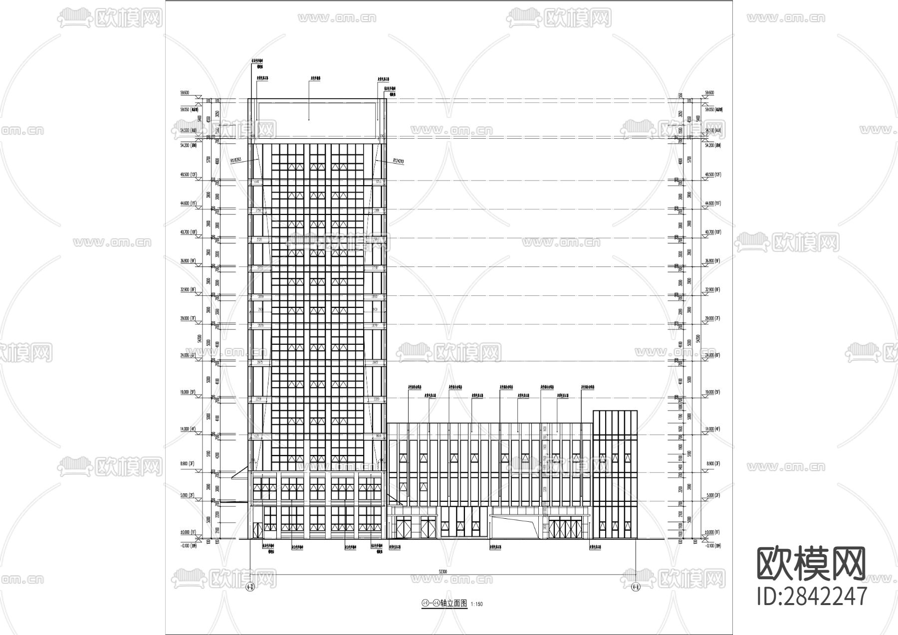 第二交通技工学校实训楼工程CAD施工图下载（渲染图2）