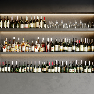  红酒 洋酒 酒杯su模型 