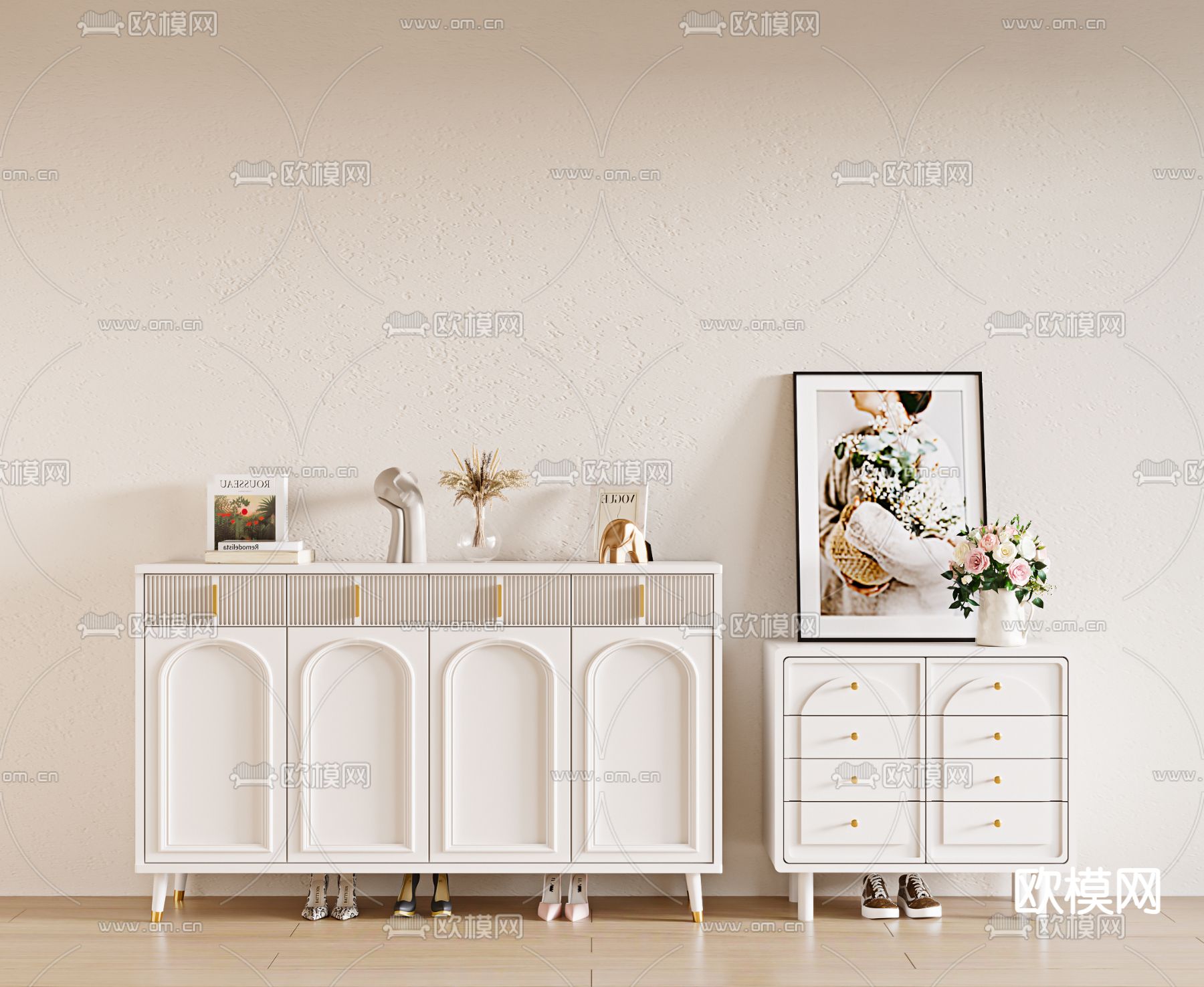 法式鞋柜su模型下载（渲染图1）