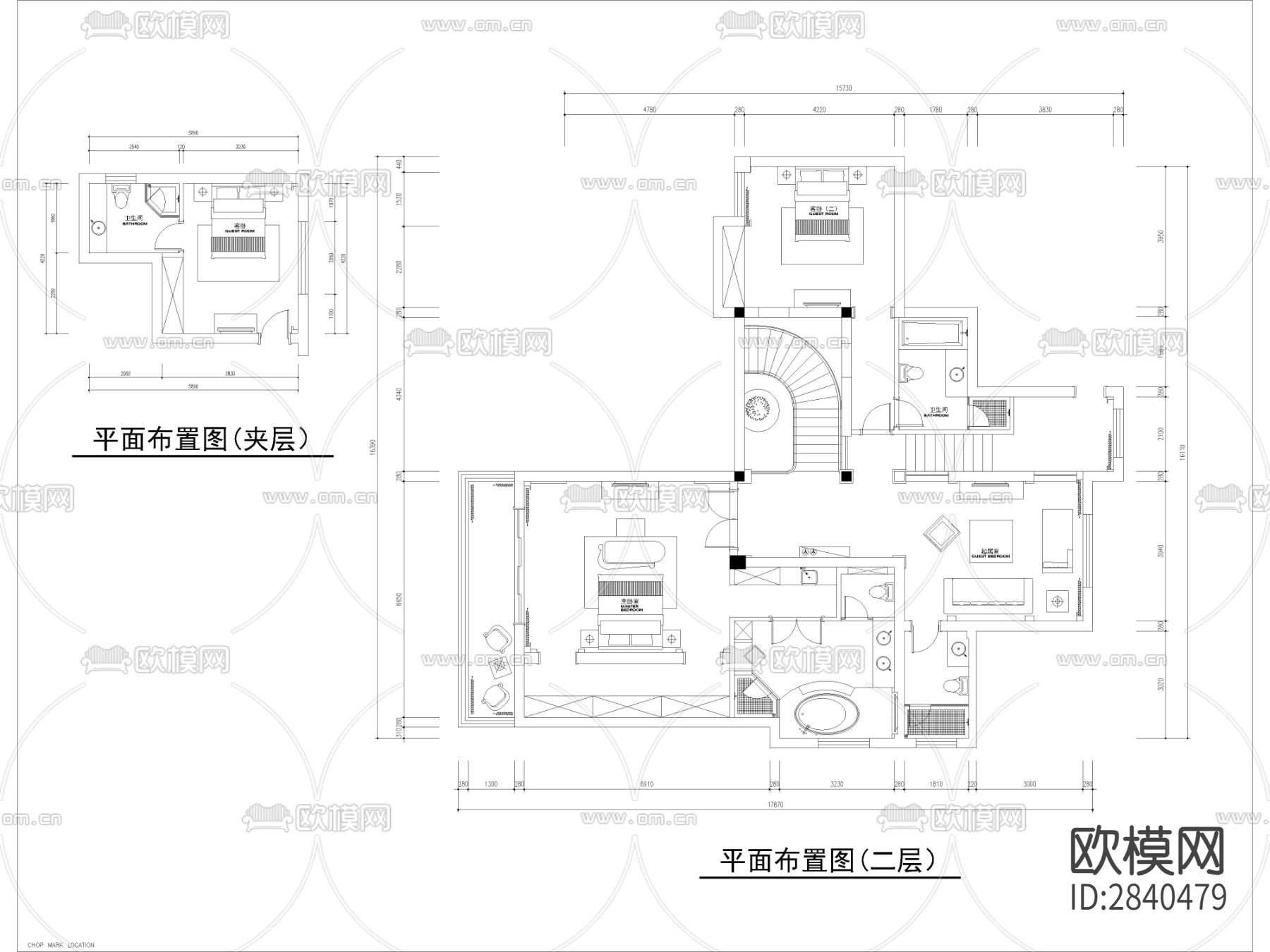 别墅cad施工图下载（渲染图2）