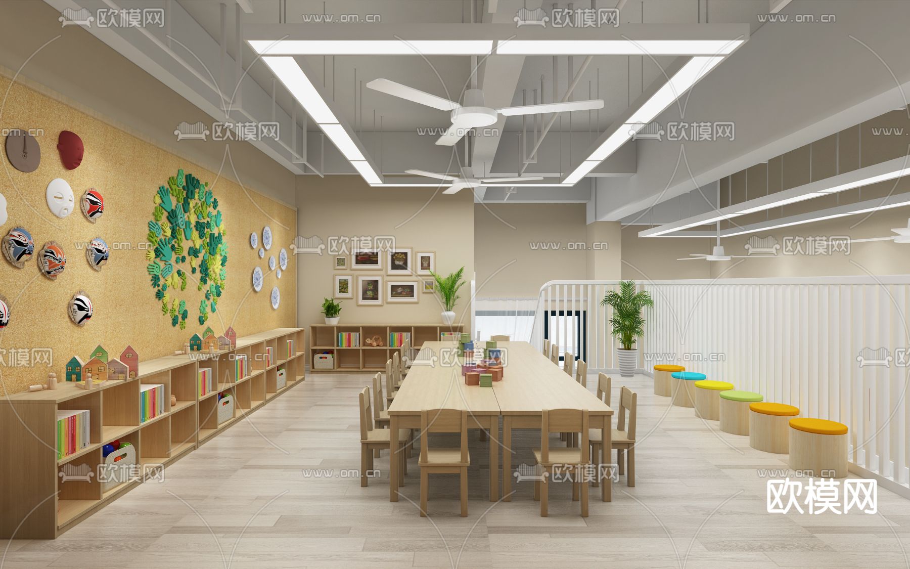 幼儿园 美术教室3d模型下载（渲染图1）