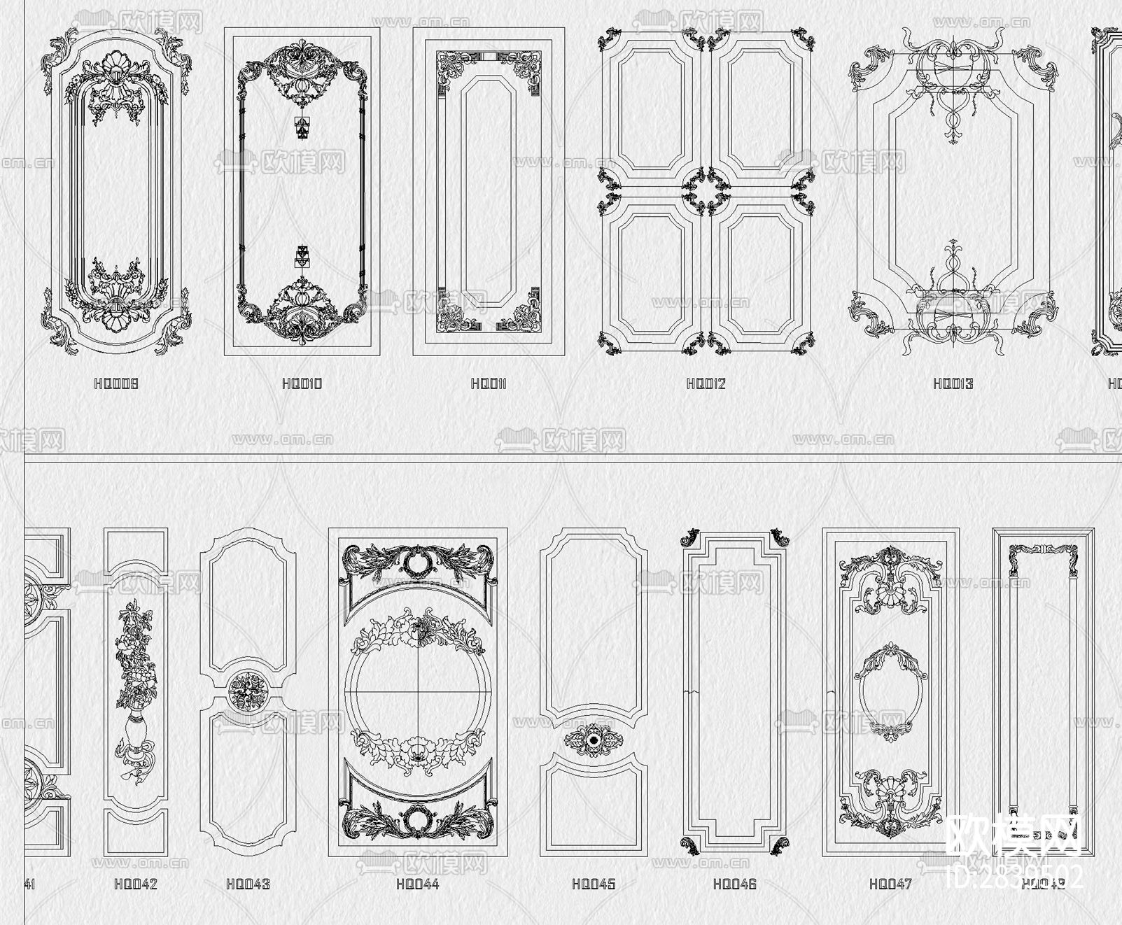 法式欧式护墙板CAD图库下载（渲染图9）