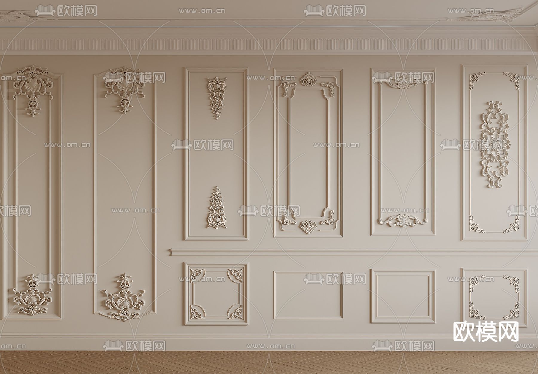 法式护墙板 线条 墙裙3d模型下载
