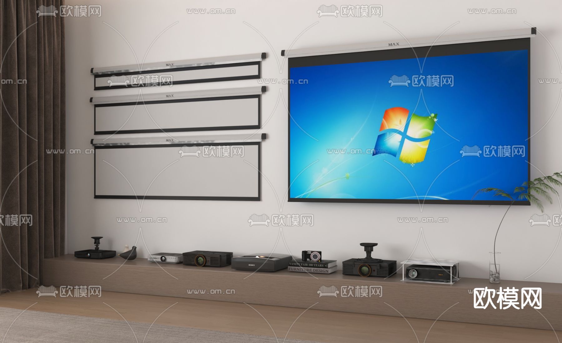 投影仪 激光幕布su模型下载（渲染图1）