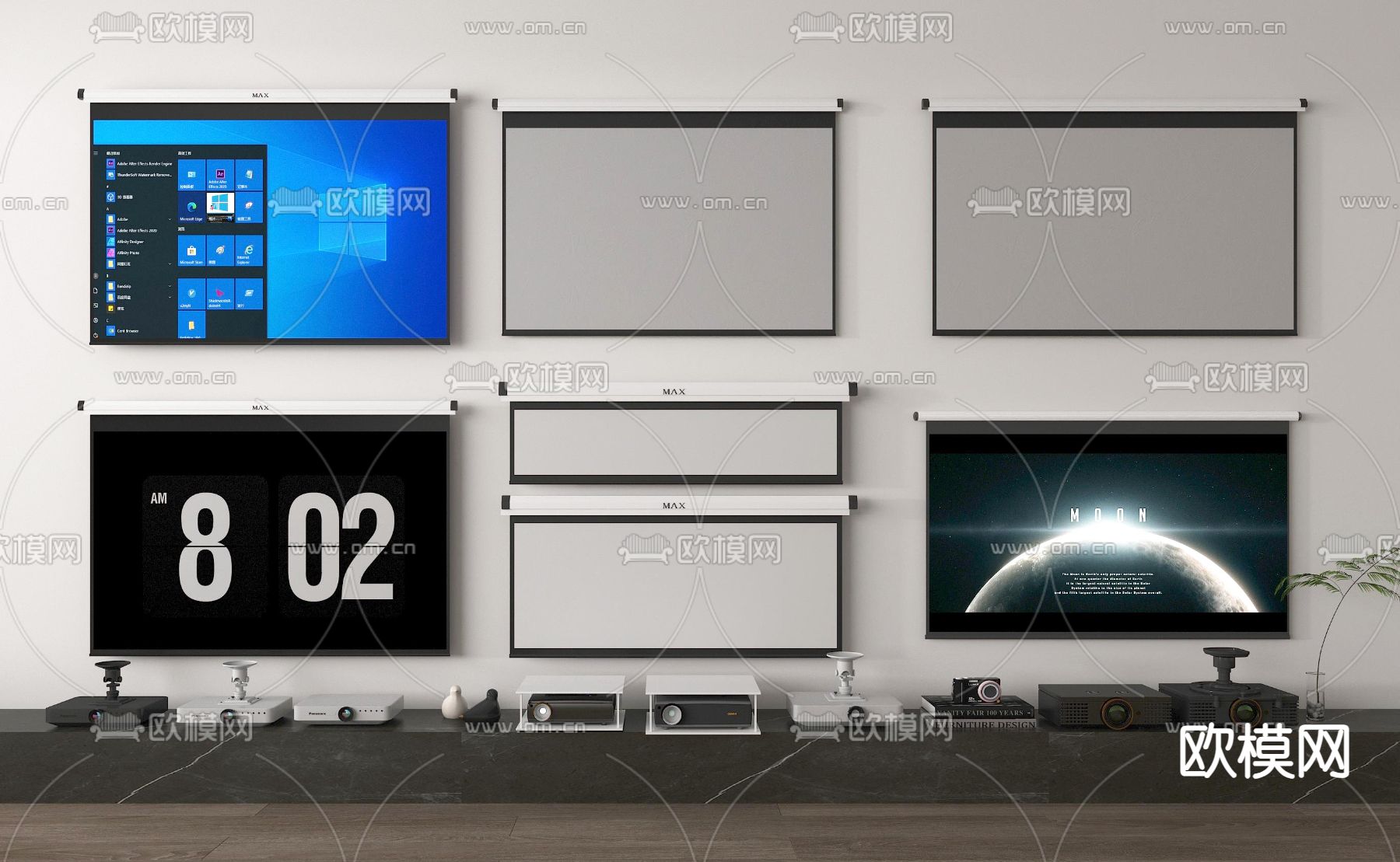 投影仪 激光幕布su模型下载（渲染图1）