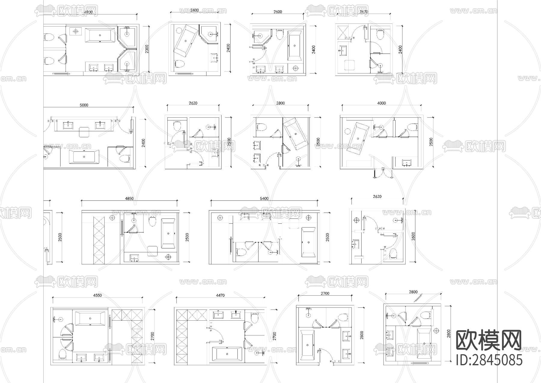 100款厕所洗手间CAD图库下载（渲染图4）
