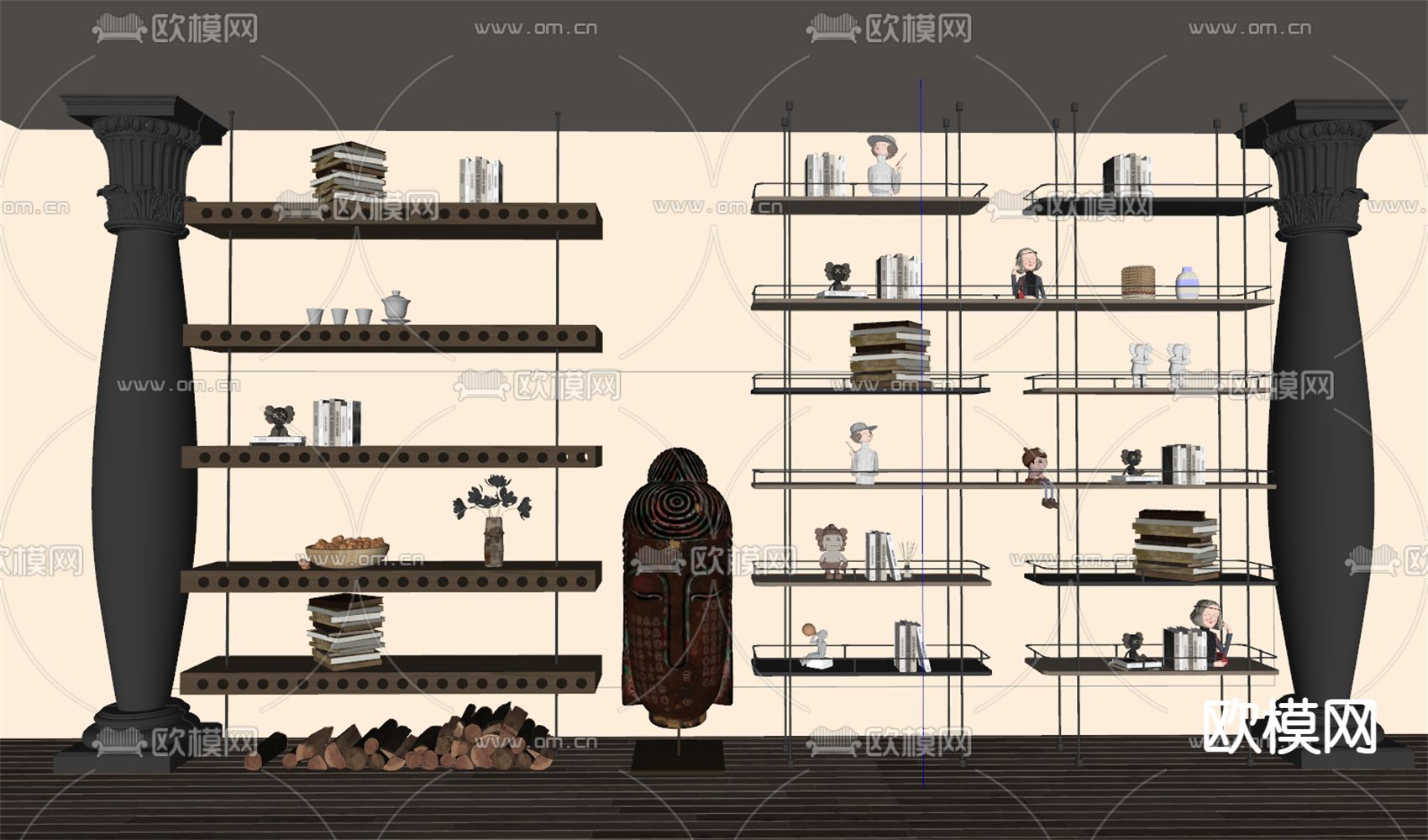 书架 置物架su模型下载（渲染图2）