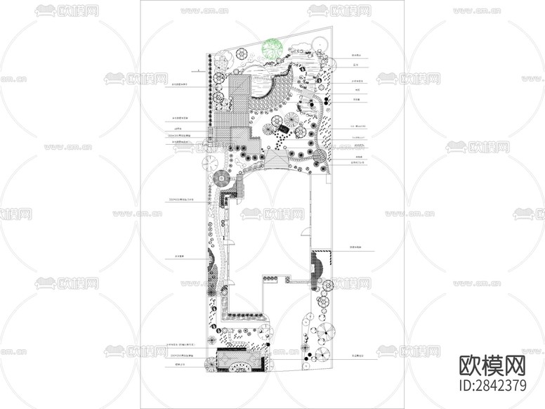 屋頂花園cad平面圖下載(渲染圖1)