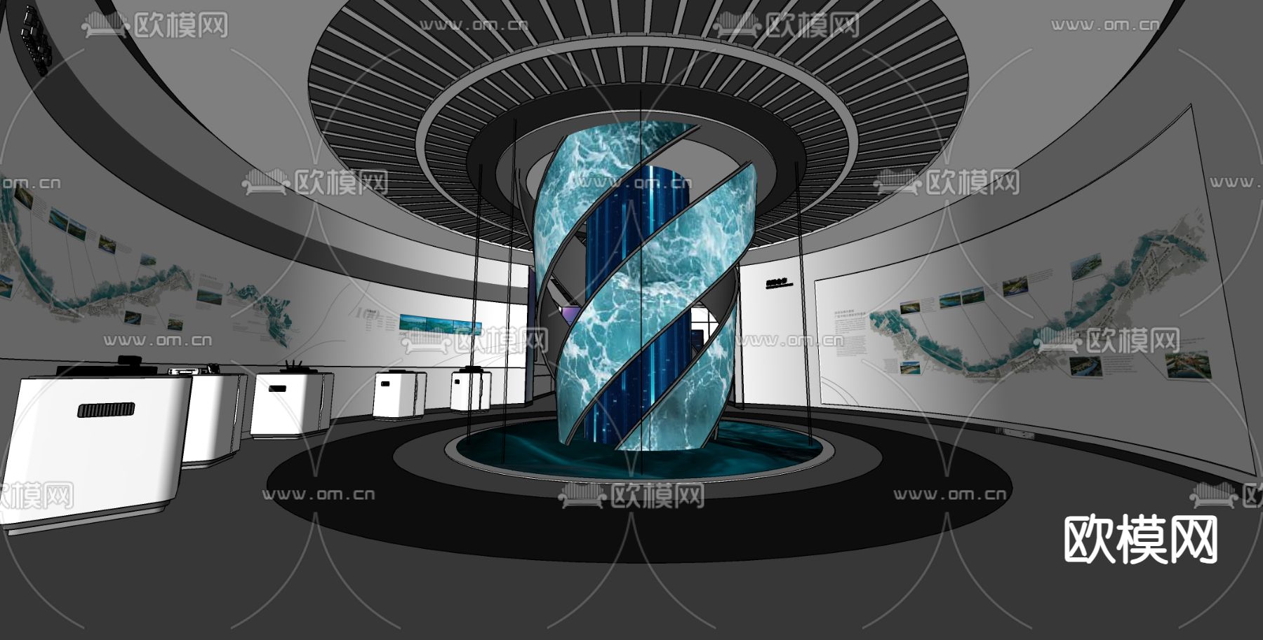 现代科技展厅su模型下载（渲染图2）