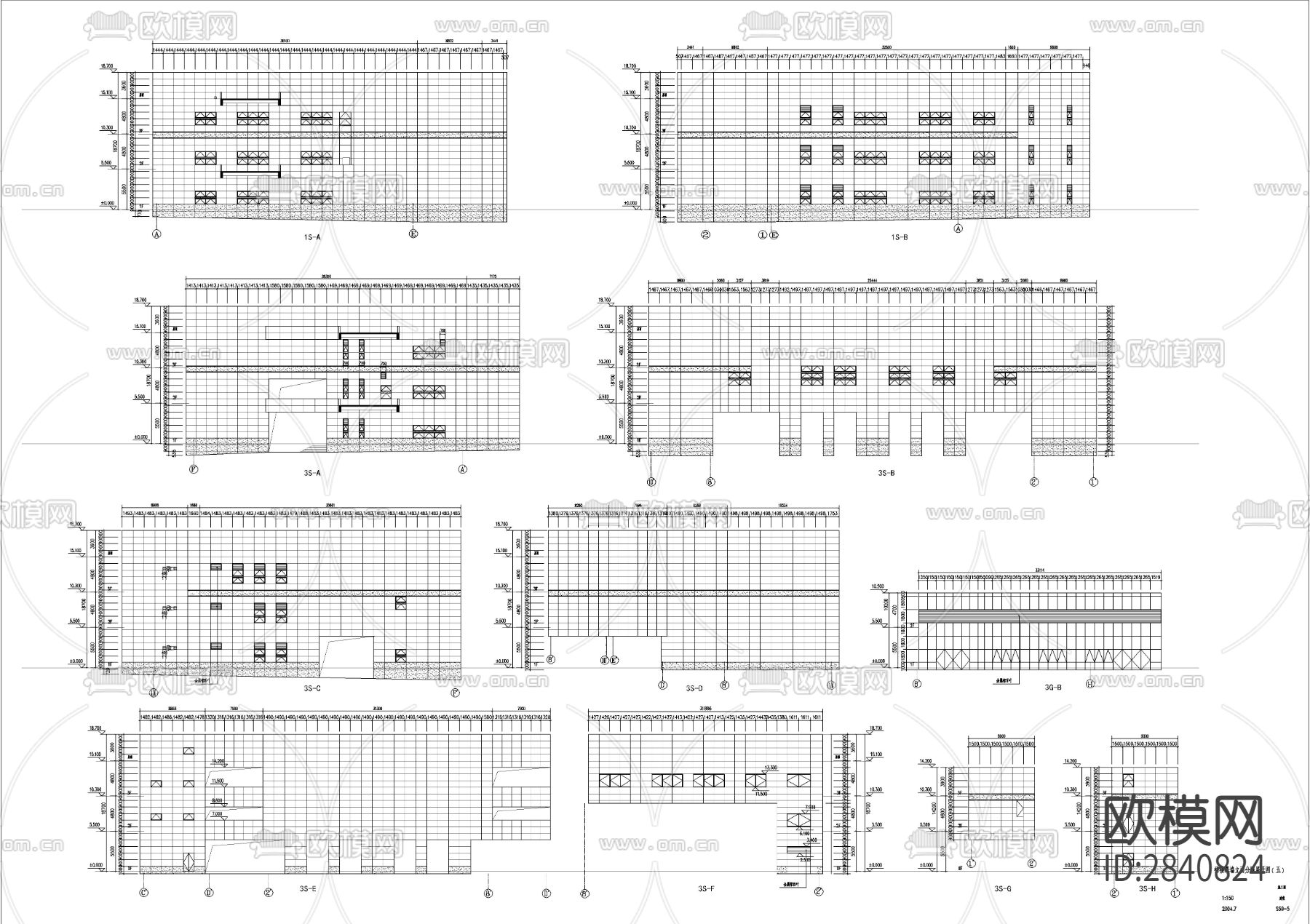商业写字楼玻璃幕墙CAD施工图下载（渲染图9）